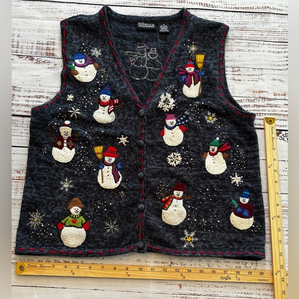 Rebecca Malone Knit Snowman Vest
